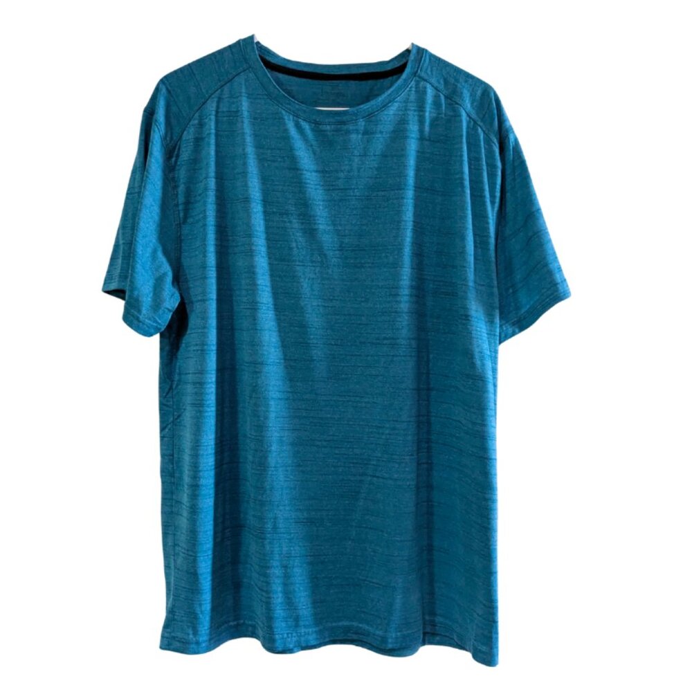 Spalding Men's Athletic T-Shirt, Size Large, Blue, 100% Polyester, Striped